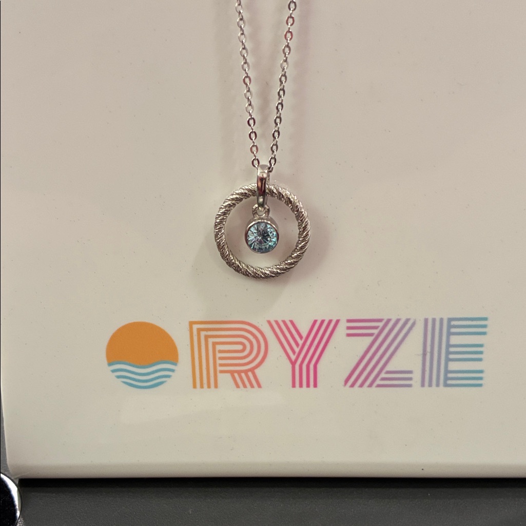 Silver Necklace With Blue Gemstone